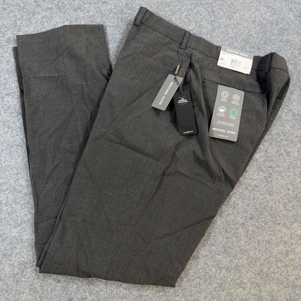 Michael Kors Marvin Dark Grey Classic Fit Passport Dress Pants 36W x 34L NEW